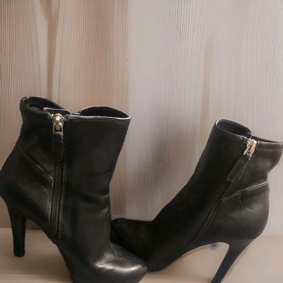 Ninewest Platform Stilletto Black Boots Size 7M Winter Holiday Shoes Zipper - Picture 1 of 10